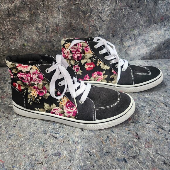 Floral High-Top Sneakers- Size 7 - Picture 1 of 9